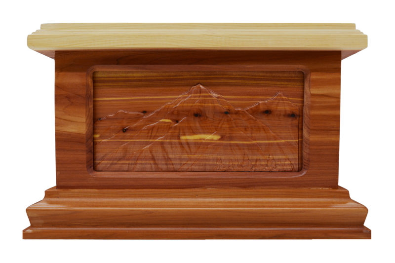 Bighorn Style in Cedar with Carved Mountains