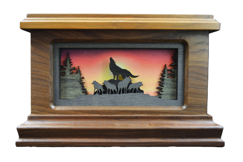 Bighorn Style in Walnut with Custom Wolves