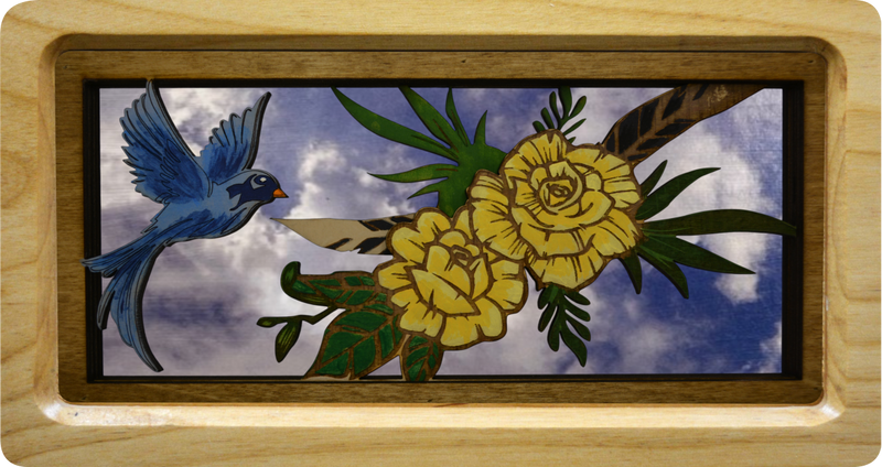 Bird with Double Flowers with Background #14