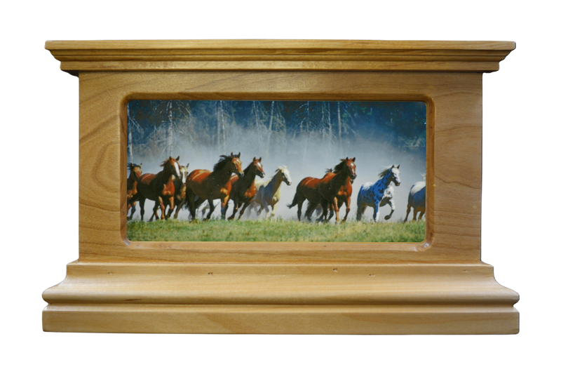 Bitterroot Style in Alder with Full Color Photo of Horses Running