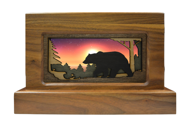 Highland Style in Walnut with Square Black Bear