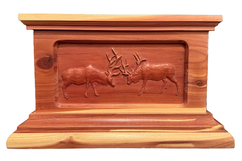 Mission Range Style in Cedar Wood with Carved Panel