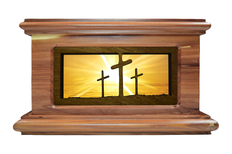 Snowcrest Style in Cedar with Calvary Crosses